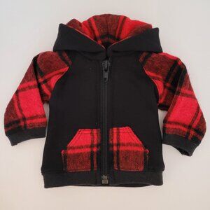Handmade Warm & Cozy Black with Red Plaid Fleece Hoodie for 18 Inch Dolls